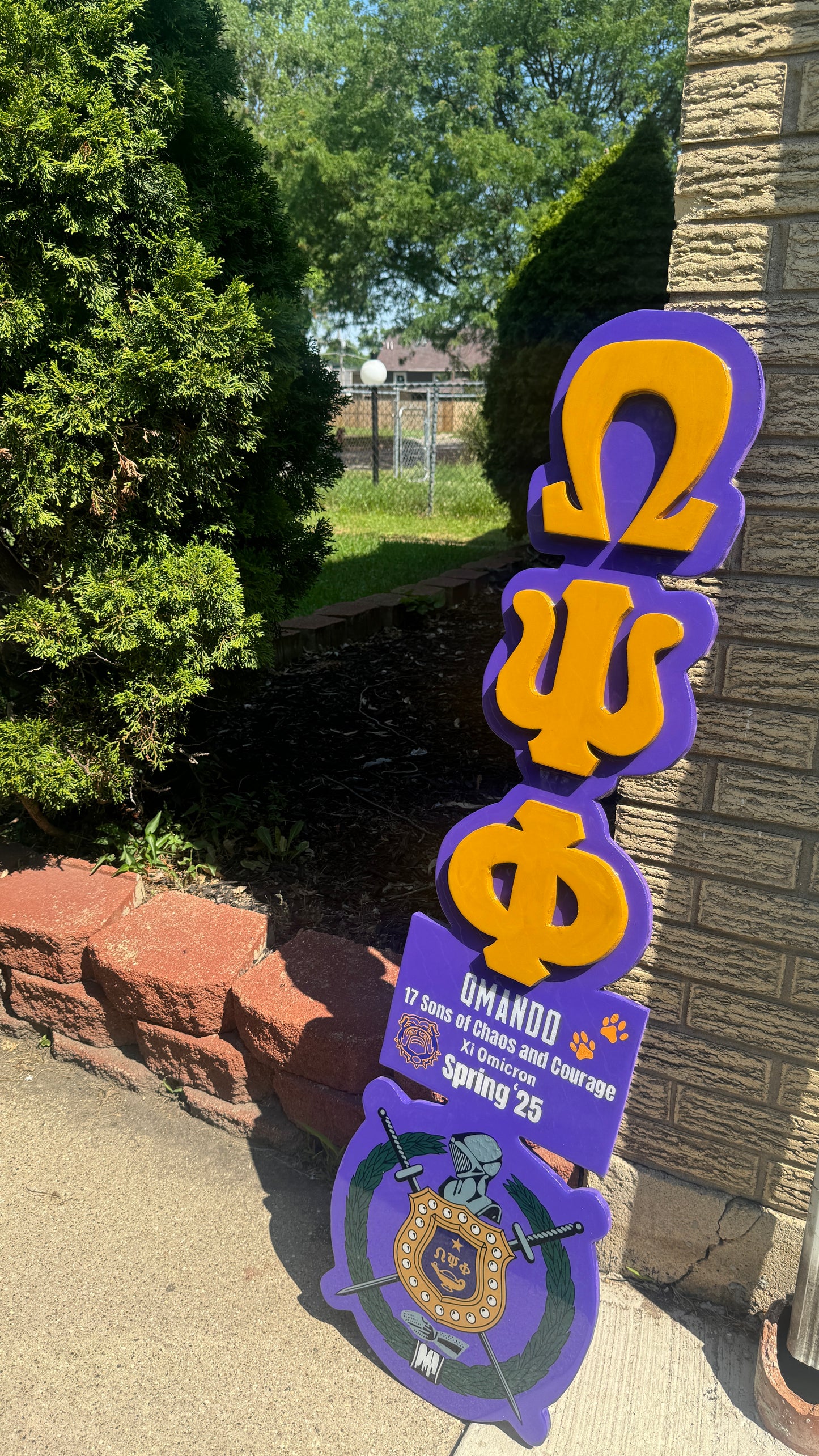 Greek Letter w/ Shield Wood Cutout